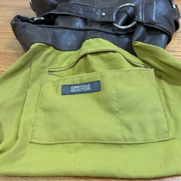 KENNETH COLE REACTION Vintage 90s Y2K Slouchy Leather Hobo Shoulder Bag Purse - Picture 6 of 16